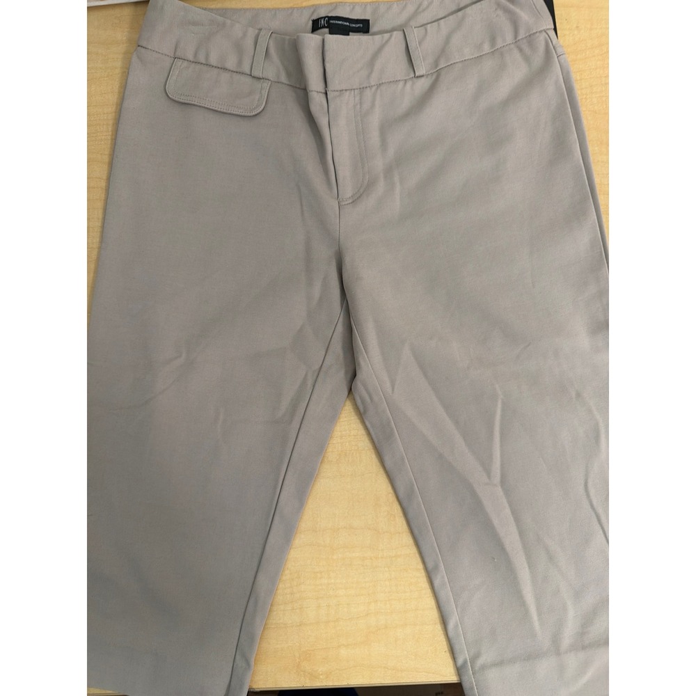 INC International Concepts Taupe Gray Cropped Dress Pants Size 6 Stretch Cotton